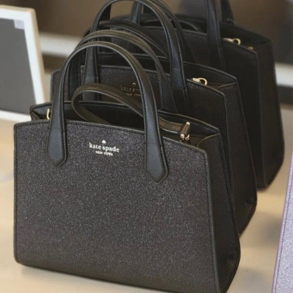 Kate Spade Satchel Tinsel Glitter Purse Black